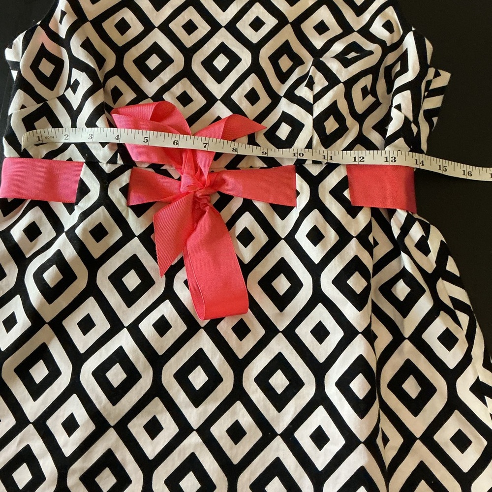 Jessica Howard women’s Black White Geometric Dress Pink Bow Sleeveless size‎ 6 - Picture 5 of 8